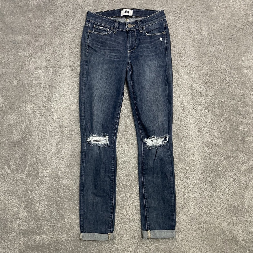 PAIGE Jeans Womens Size 27 Kylie Crop Dark Wash Cuffed Blue Denim Stretch